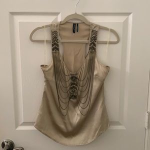 Gold Silk Marciano Beaded Top